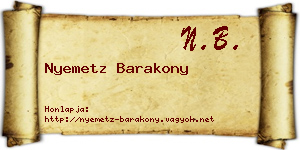 Nyemetz Barakony névjegykártya